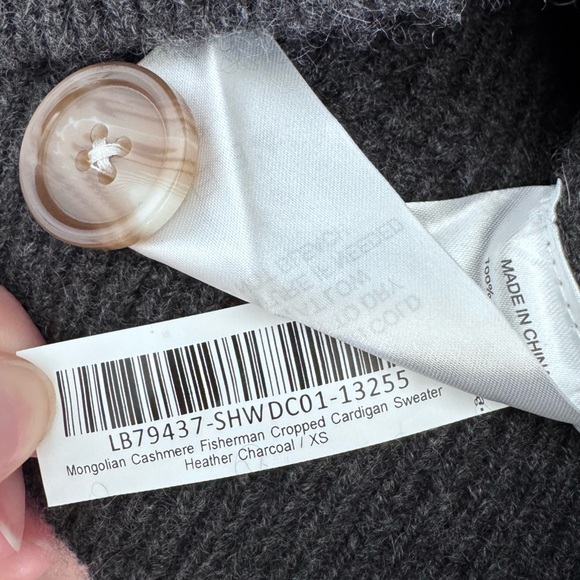 NWT Quince Mongolian Cashmere Fisherman Cropped Sweater - Heather Charcoal XS - Picture 9 of 10